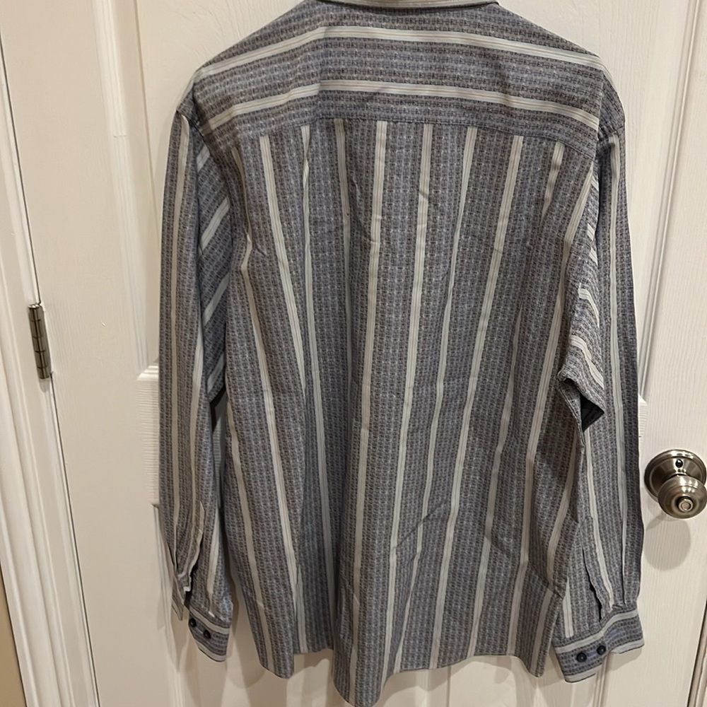 Bugatchi Large 100% Cotton Button Down Purple Blu… - image 7